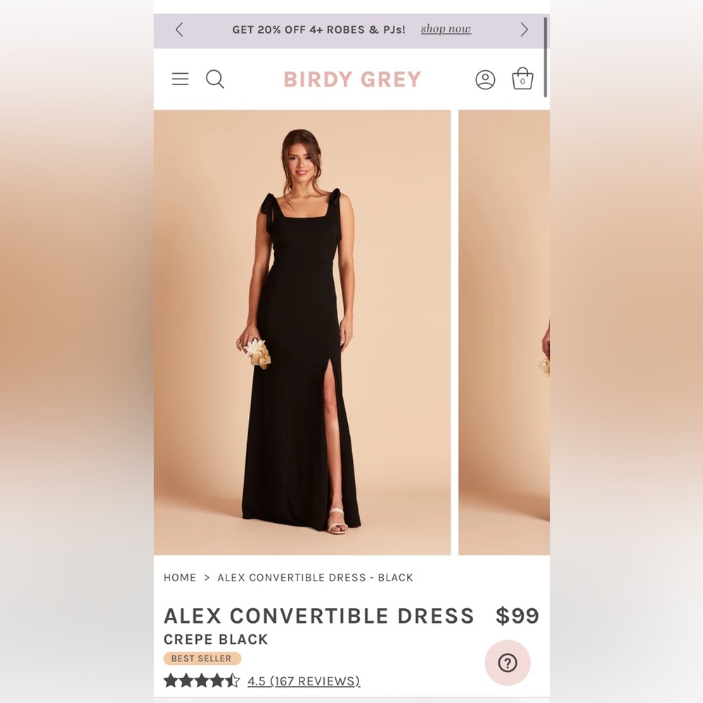 Size XL black Birdy Grey gown, “Alex” style. Perfect bridesmaid or black tie!
